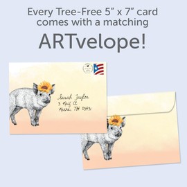 Tree-Free Greetings Two Card Pack with Matching Envelopes, Eco Friendly, Made in USA, 100% Recycled Paper, 5"x7", Hello Sunshine Friendship (GT17966)