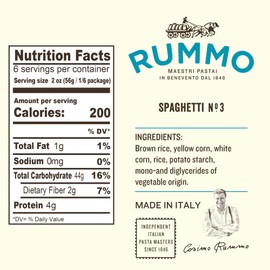 Rummo Gluten Free Spaghetti Pasta N.3 - Corn & Rice Pasta Noodles, GF Spaghetti, Thin Pasta Noodles, Italian Pasta - 12 Ounce (Pack of 1)