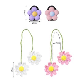 2 Daisy Hangings And 2 Flower Hooks, Car Interior Decoration Hangings, Hand-Woven Hangings, Cute Hangings, Creative Hangings