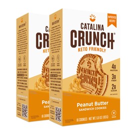 Catalina Crunch Peanut Butter Keto Sandwich Cookies 2 Pack 6.8 oz Box | Keto Snacks | Low Carb, Low Sugar, Vegan Cookies, Plant Based Protein Cookies | Keto Friendly Food, Keto Dessert
