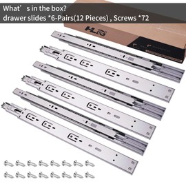 20inch Soft Self Close Drawer Slides 6 Pairs (12pcs) Full Extension Ball Bearing Drawer Slides 3 fold Full Stretch Side Mount Drawer Slides 100 LB Capacity Drawer Slide 20" Silver