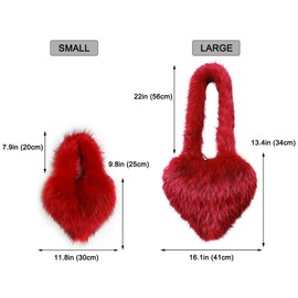 Rejolly Heart Shaped Furry Purse for Women Soft Crossbody Bag Large Fluffy Faux Fur Trendy Y2K Shoulder Bags for Girls Red