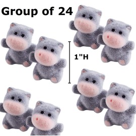 Factory Direct Craft Package of 24 Flocked Miniature Gray Hippos - Tiny Hippo Shapes for Crafting