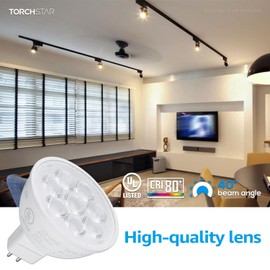 TORCHSTAR 12-Pack MR16 LED Bulbs, 50W Halogen Equivalent, GU5.3 Bi-Pin Base, 12V 550lm 6.5W Spotlight Bulb, UL Listed, 3000K Warm White, for Recessed Light, Track Lighting