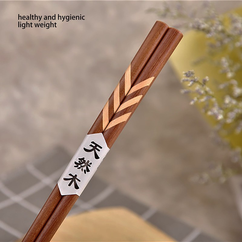 Wooden Chopsticks Japanese Style Rectangular Red Sandalwood Inlaid Boxwood Reusable