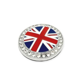British Flag Car Stickers Decals - Union Jack Diamond Rhinestone Emblem Metal Automotive Decal for Truck,Window, Laptop, Luggage Sticker - UK Flags Heatproof Badge (Silver)