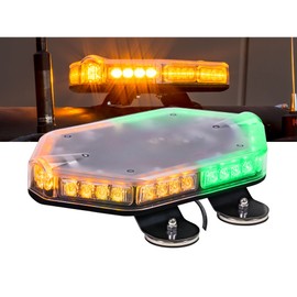 NanoFlare NFMB40 12" 12V 40W Amber Green LED Strobe Mini Light Bar [SAE Class 1] [Magnet/Permanent Mount] Roof top Rotating Safety Flashing Emergency Warning Beacon Lightbar for Firefighter Vehicle