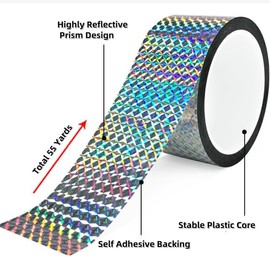 SICCOMA Self-Adhesive Holographic Reflective Tape Prism Tape Holographic Reflective Tape for Keep Birds Away, Craft Projects, DIY Art, Home, Daily Use (Silver, 1 Inch x 55 Yard)