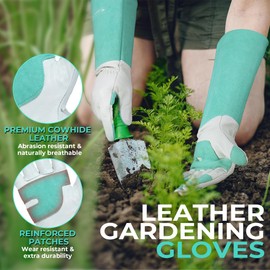 HANDLANDY Long Garden Gloves Thorn Proof for Women & Men, Rose Pruning Gardening Gauntlet Gloves, Best Protection Tool for Gardener (Green, Large)