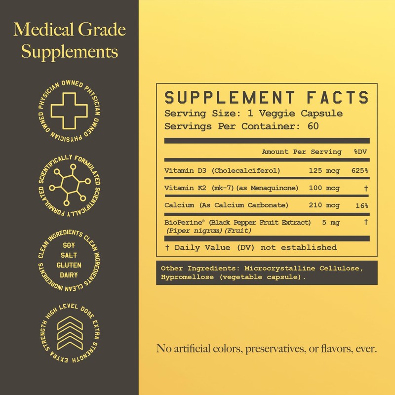 High Level K2-D3, Vitamin K2 Supplement, Dual Action Support Complex