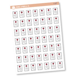 Medical Bill/Chart Icon Planner Stickers, Hospital Records Stickers, Color Print Planning Labels (I-107)