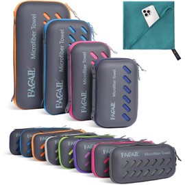 BAGAIL Camping Towel with EVA Case, Compact & Ultra Soft Microfiber Travel Towel - Super Absorbent & Lightweight Quick Dry Towels for Sports, Beach, Gym, Backpacking, Hiking and Yoga - Teal, M