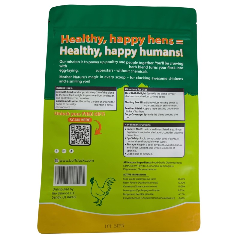 Buff Clucks Dust Bath Herb Blend for Chickens - Keep