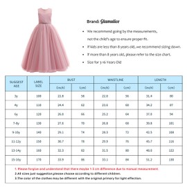 Glamulice Dusty Rose Flower Big Girl Bridesmaid Dress Tulle Rhinestone Wedding Long A Line Teen Girls Pageant Dresses Kids Formal Birthday Dance Dusty Pink Ball Gown Evening Party Prom Gown Gala 15 16