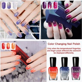 Rowcay Color Changing Nail Polish Set, 6 Pcs Classic Colors Quick Dry Nail Polish Kit 0.24 oz Finger Nail Polish Pack Glossy Toenail Polish, Nail Polish for Women and Girls(7ML Each)