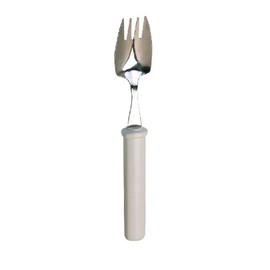 Homecraft Splayed Fork with Slim Handle, Stainless Steel Fork & Spoon Combination, Adaptive Eating Utensil, Designed for One Handed Eating, Side Edges for Cutting, (Eligible for VAT relief in the UK)