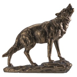SUMMIT COLLECTION Howling Wolf Figurine Statue Bronze Painted Cold Cast Resin Decorative Wildlife Sculpture Home Decor 10 inch Tall
