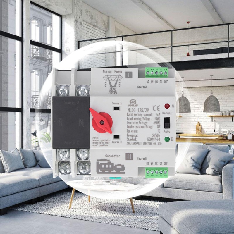 2P Dual Power Automatic Transfer Switch Generator Changeover Switch AC110V