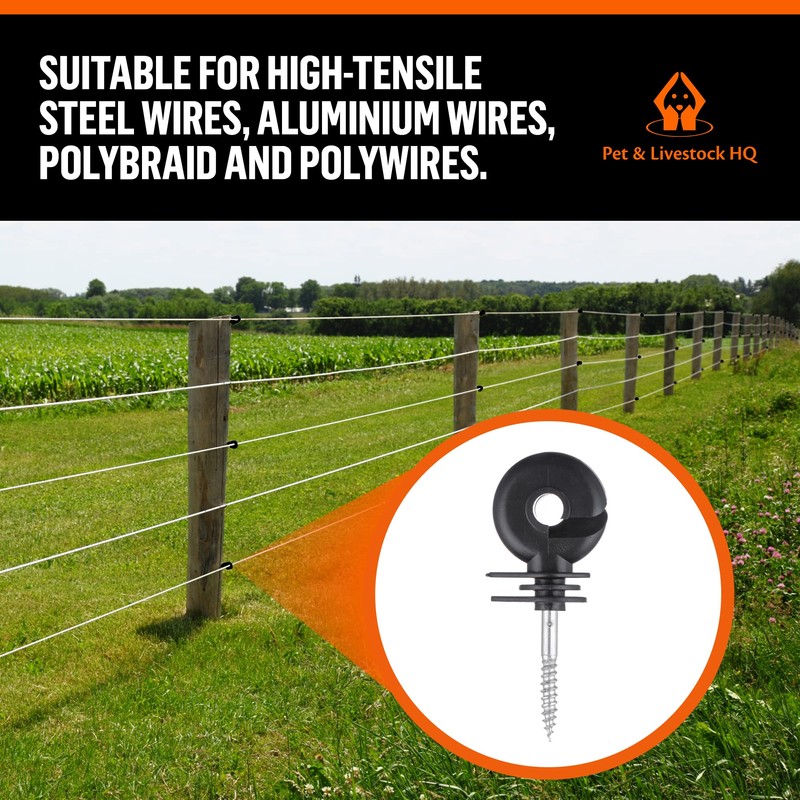Electric Fence Insulators Screw-in Wooden Posts - Suitable for Polytape