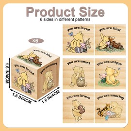 6 Pcs Inspirational Winnie Nursery Decor for Girls and Boys Classic the Pooh Baby Table Wooden Decorations Winnie the Pooh Baby Animals Shelf Decorations-You are Kind Brave 1.6 Inch