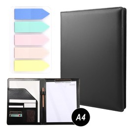 Duoleimi Writing Case A4 Conference Folder Clipboard Folder with Magnetic Closure Notepad Including Pen - Ring Binder Folder A4 Includes Extra Index Colour Labels for Office