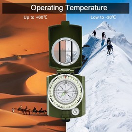 Outdoor Military Marching Compass, EUBSWA Professional Compass Bearing Compass Pocket Compass for Hunting Hiking Activities Camping Compass, Waterproof and Shockproof