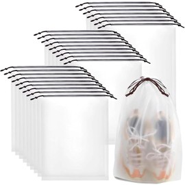 Xinghonyac 25 Pcs Clear Shoe Bags for Travel, Waterproof and Dustproof Shoes Storage Pouch, Portable Drawstring Travel Shoe Bag, Travel Accessories for Men Women