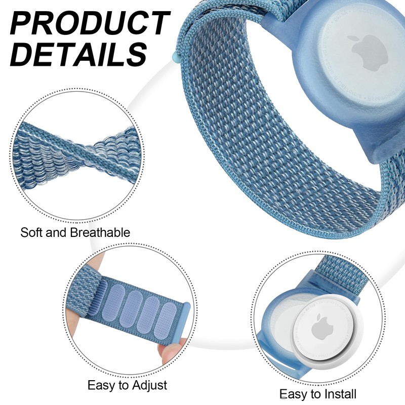 3 Pack Nylon Bracelet for Kids, Airtag Wristband Holder Case,