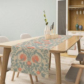 William Morris Table Runner, Original Design Vintage Nature Floral Rustic Botanical Print Table Runner for Kitchen Dinning Room Party Picnic Decor, (Honeysuckle) 13x90 Inch