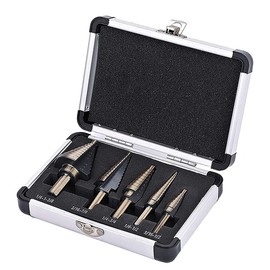 N-brand 5PCS Step Drill Bit Set High Speed Steel Multiple Hole Cutter Bits for Metal with Aluminum Case