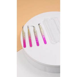 Kit 4pzs Pinzas Para Pestañas Version Oro Rosa Mink Volumen