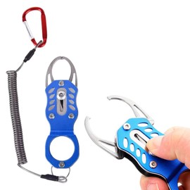 Fish Grip Fish Catcher Adjustable Telescopic Elastic Cord Stainless Steel Fishing Tackle 1Pcs(Blue)