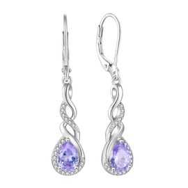 Rocayi Infinity Dangle Drop Earrings for Women 925 Sterling Silver Teardrop Leverback Earrings Alexandrite June Birthstone Jewelry Gifts for Women Wife Mother Daughter Her