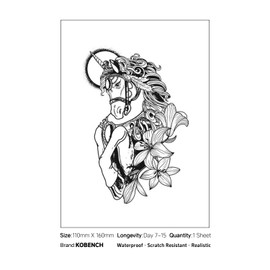 kobench Cool Temporary Tattoos,Running Unicorn - K18 Design,Waterproof,Easy-to-Apply,Long Lasting 1-2 Weeks, Plant-Based,Unicorn Tattoos