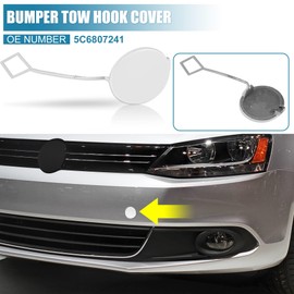 Unifizz 1pc White Car Front Bumper Tow Hook Cover 5C6807241 Fit for Volkswagen Jetta 2012-2014 Tow Hook Eye Lid Cover Trailer Cap