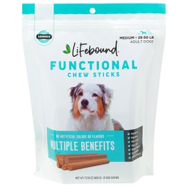 Lifebound Functional Chew Sticks for Dogs | for Medium Dogs 25-50 LBS | Formulated to Support a Healthy & Active Lifestyle, Dental Treats That Freshen Breath | 17.03 Ounces - 21 Chews