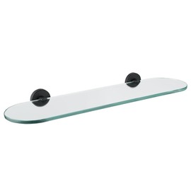 JQK Bathroom Glass Shelf Black, Tempered Glass Shower Storage 20 by 5 inches, 304 Stainless Steel Matte Black Wall Mount, TGS121L20-PB