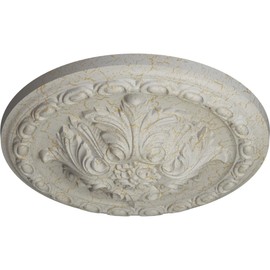 11 3/8"OD x 2"P Acanthus Ceiling Medallion, Hand-Painted Pot of Cream Crackle