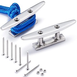 Boat Cleat Open Base Boat Cleat, Dock Cleat All 316 Stainless Steel Boat Mooring Accessories, Include Installation Accessories Screws (5 inch-2PCS)