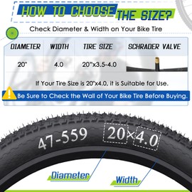 2 Pack 20x4 Fat Tire Bike Inner Tubes with AV 32mm Valve, Premium Butyl Rubber 20 x 3.5-4.5" Inner Tube with 2 Tire Levers, 20 x 4.0 Fat Tire Tube for Road/Mountain/E Bike by Hydencamm(2 of One Size)