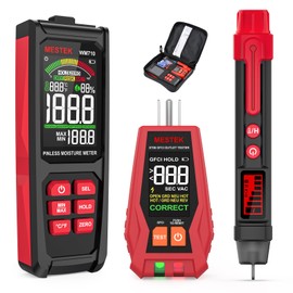 MESTEK Home Inspector Tool Kit with GFCI Outlet Tester, Moisture Meter, Upgraded AC50 Non-Contact Voltage Tester Pen, Electric Tester Kit with Carrying Case, Batteries