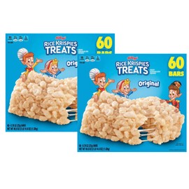 Kellogg's Rice Krispies Treats Crispy Marshmallow Squares Individually Wrapped Bars, 60 Count - 2 Boxes