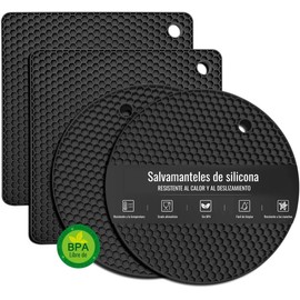 U Chef Juego de 4 Alfombrillas de Silicona Antideslizantes, Salvamanteles, Soporte para Ollas Calientes, Almohadillas Resistentes al Calor para Platos Calientes, Posavasos de Silicona