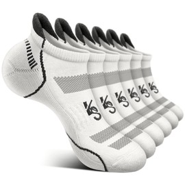 KEMISANT Trainer Socks 6 Pairs Men's Running Socks Ankle Socks Short Socks Arch Support Breathable Anti Sweat, 6pairs-white2622, 47 - 50