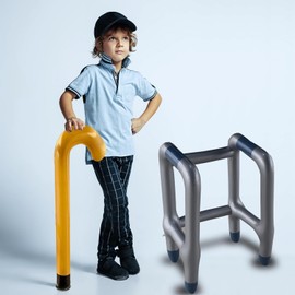 4E's Novelty Old Man Inflatable Cane - Blow Up Cane Walking Stick Crutch, Old Man Lady 100 Day of School Costume Kids Accessories, Senior Retirement Old Age Party Decorations