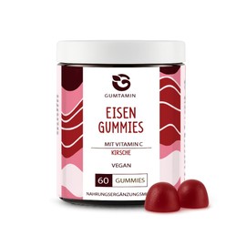 Gumtamin Eisen Gummibärchen mit Vitamin C mit 40mg Eisen hochdosiert - vegan - 60 Gummies bei Eisenmangel - Alternative zu Eisentabletten und Kapseln