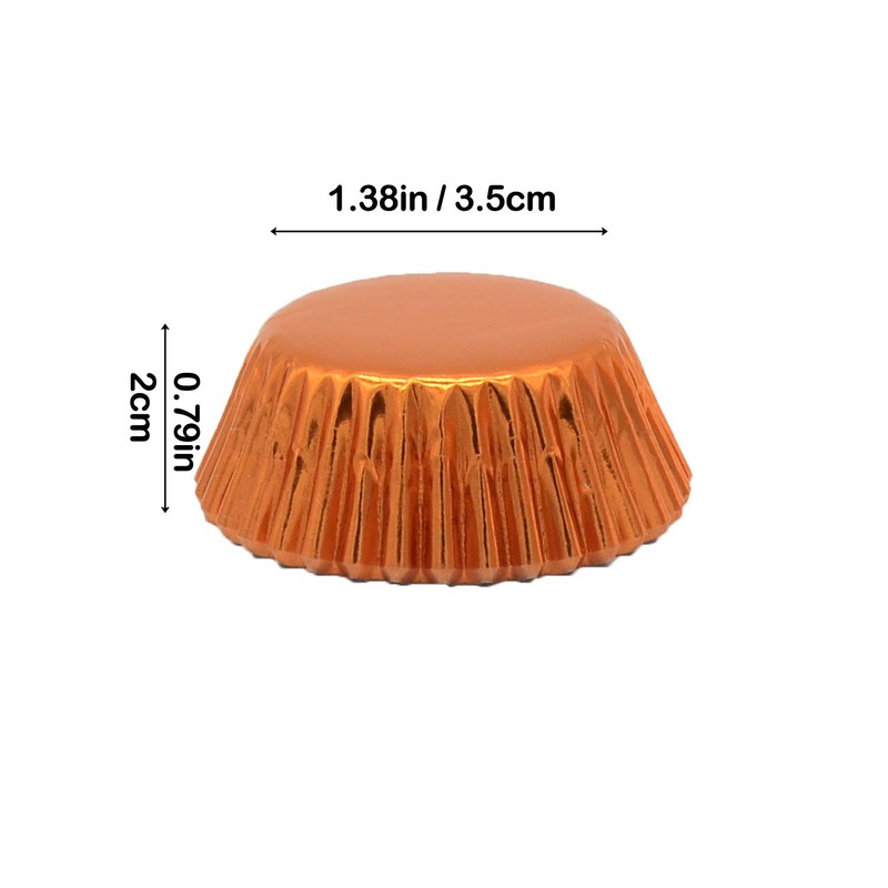Mombake Mini Foil Cupcake Cases,Muffin Baking Cups(Orange, 300-Count)