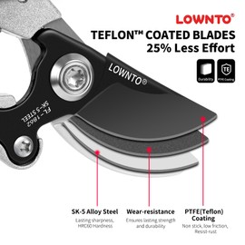 Lownto Lownto Pruning Shears for Gardening 5/8" Tree and Branch Garden Clippers - Plant Cutter Scissors with PTFE Resist-rust, Non-stick Coating Steel Blades, Heavy Duty Bypass Hand Pruners