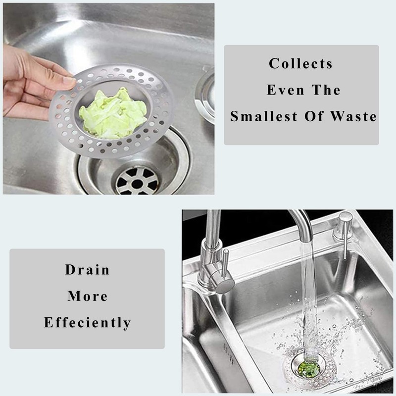 FIXIT Stainless Steel Kitchen Sink Strainer Plug: Hair Catcher &