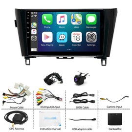 10" Android 13 Wireless CarPlay Android Auto Car Radio Receiver for Nissan Xtrail Qashqai Rogue 14-19, 2+32G Touch Screen Double Din Car Stereo with GPS Navigation WiFi Bluetooth AHD Backup Camera Mic